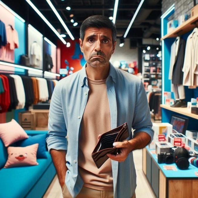 a man with empty wallet