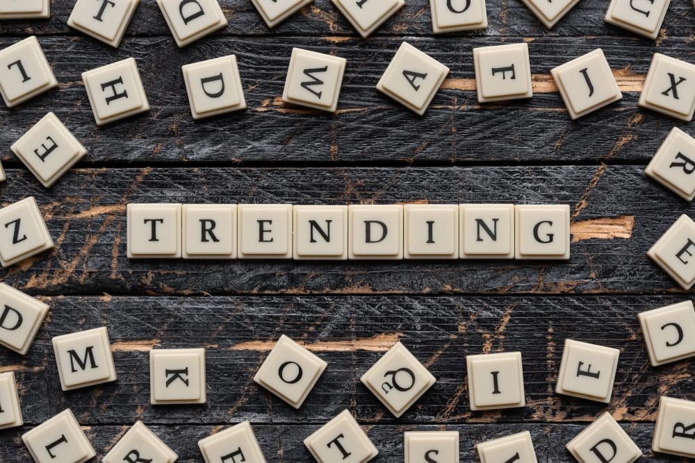 "Trending" written in blocks