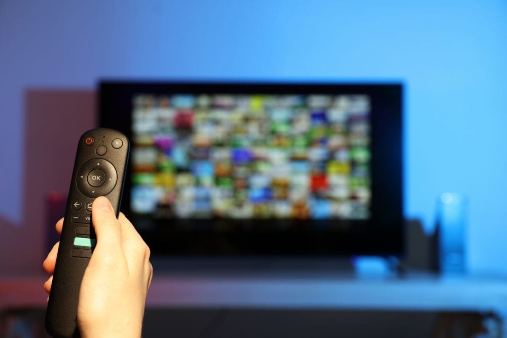 A remote and TV with streaming service