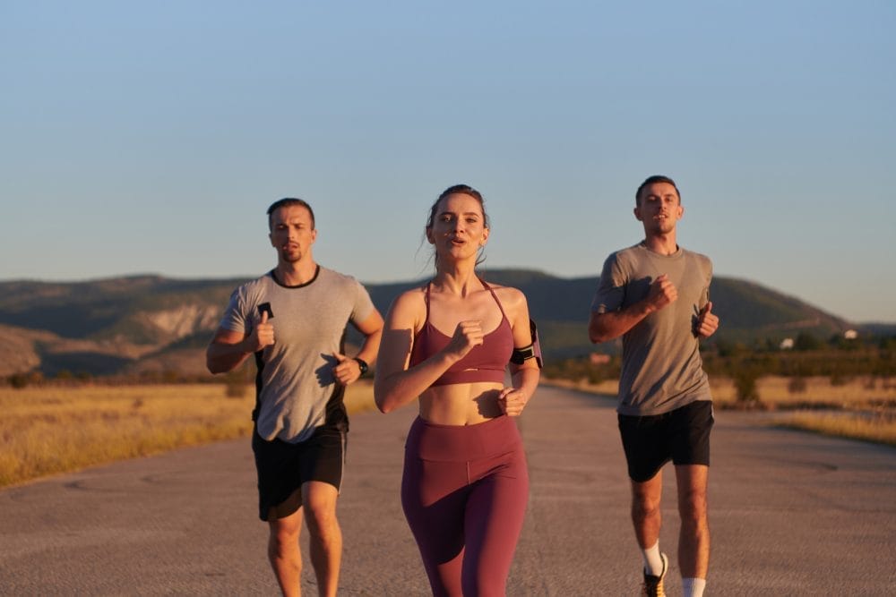 Three people going on a run together