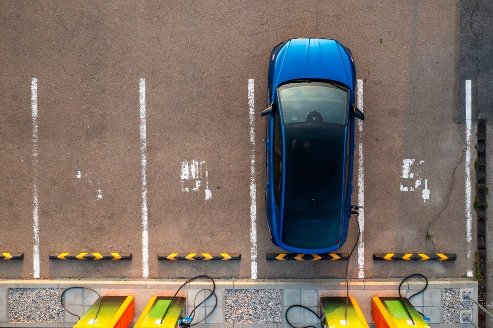 A car parked in a parking lot