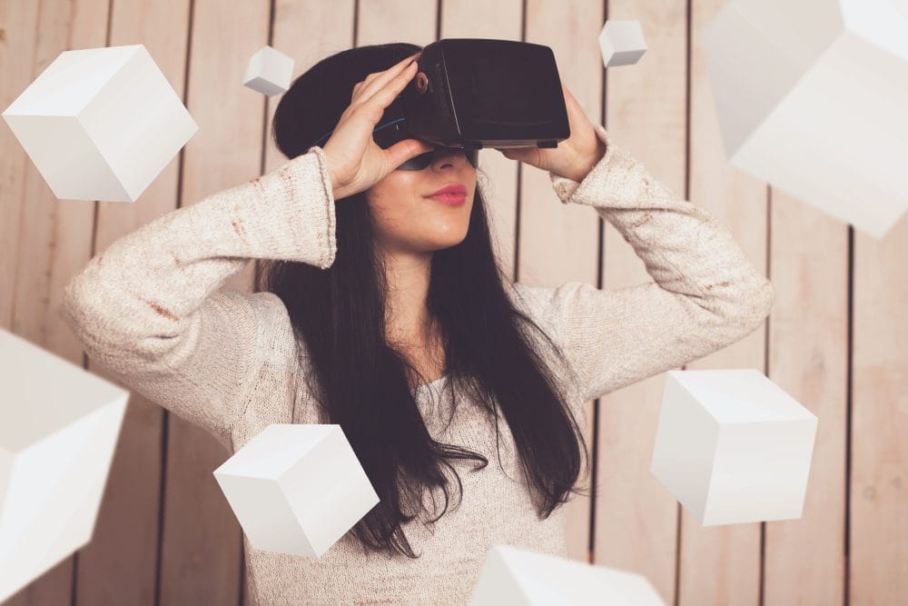 A woman wearing a VR headset