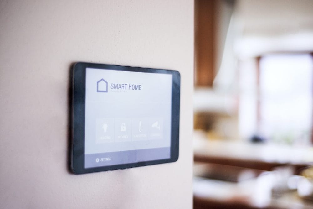 Smart home tablet on a wall