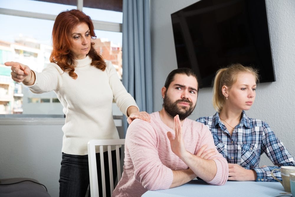 Domestic fight between family members at home