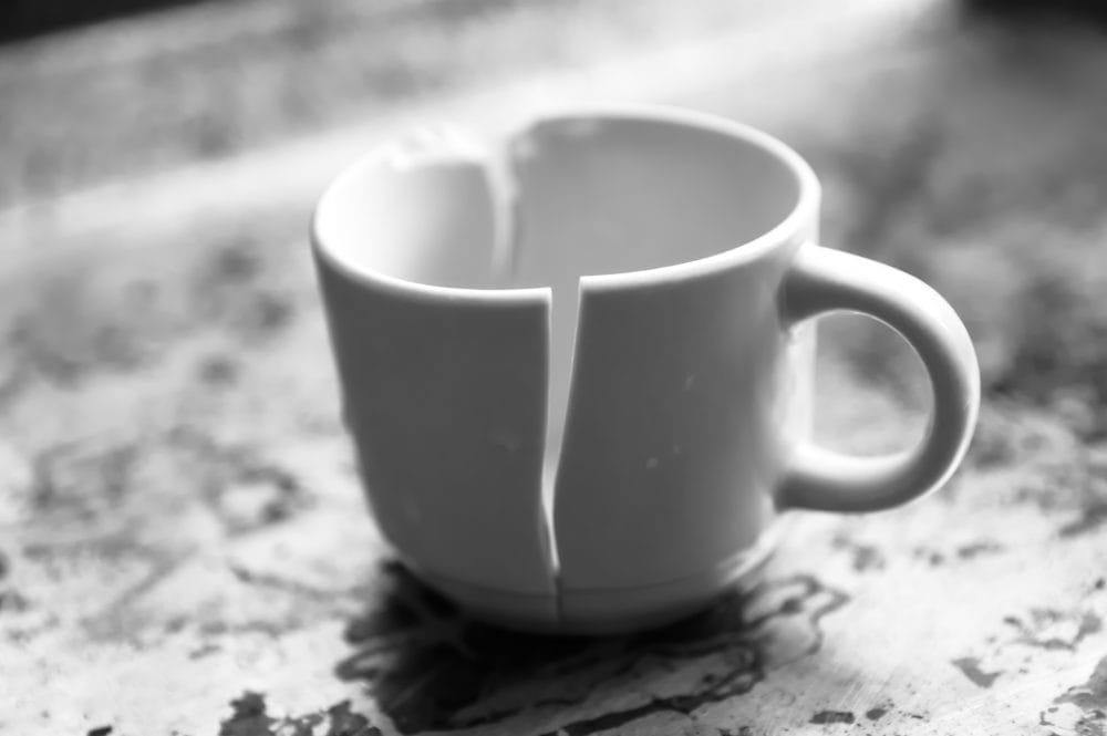 A broken coffee mug, an everyday item that can make or break your day