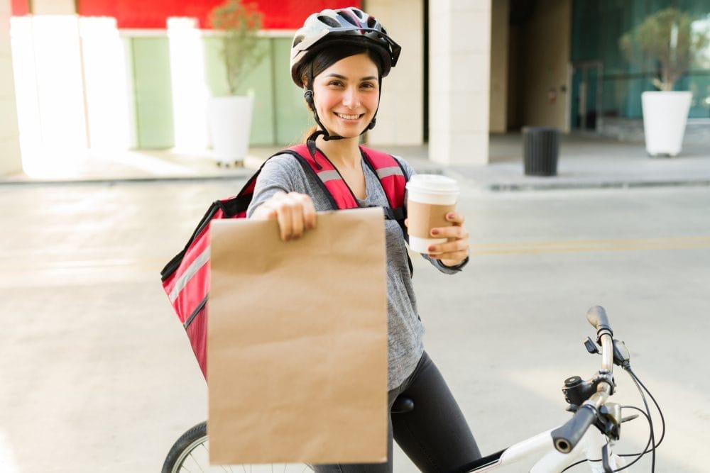 A courier working for a food delivery app, which are actively ruining our relationship with cooking.
