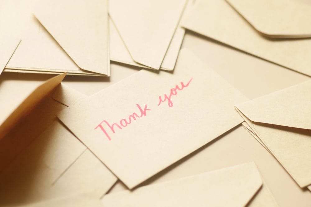 A pile of thank you notes