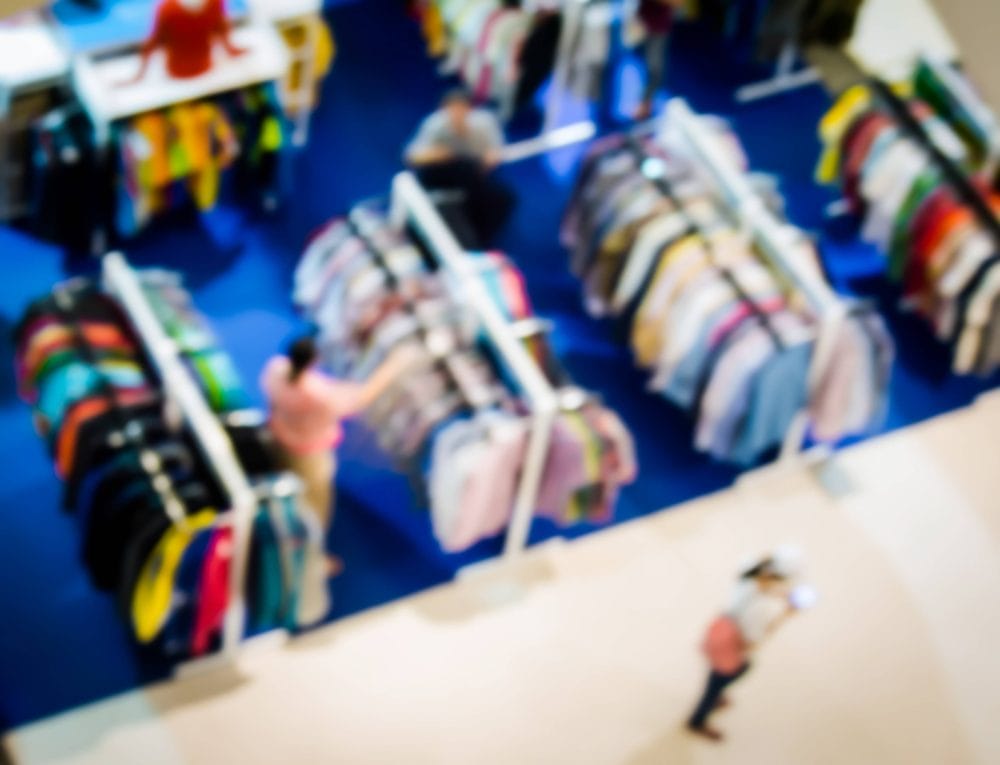 A blurred picture of a clothing store