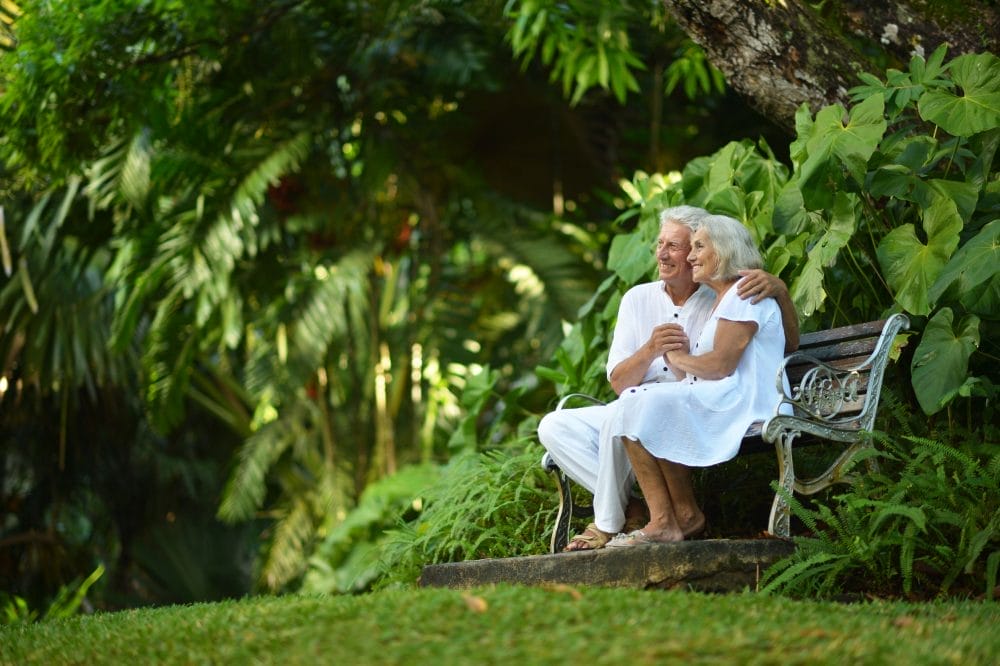 An elderly couple at a retirement community