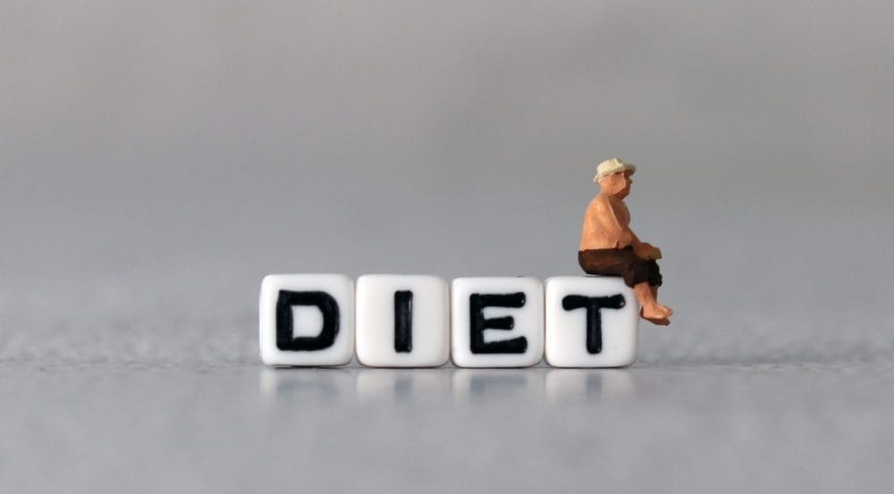 The word "diet" written in blocks with a little male figure on it