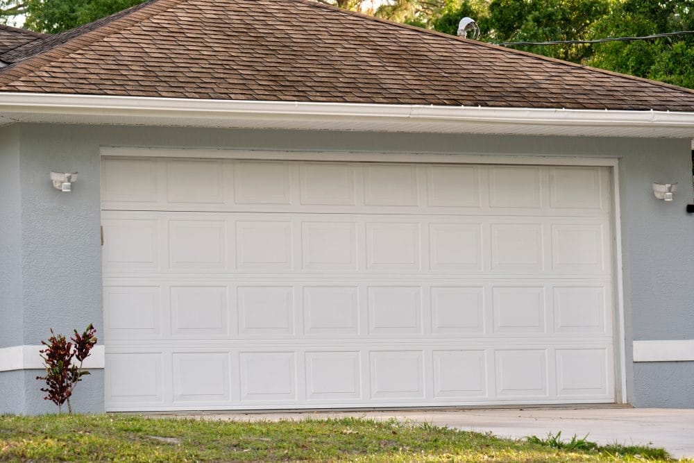 A closed garage door, which may attract a burlar