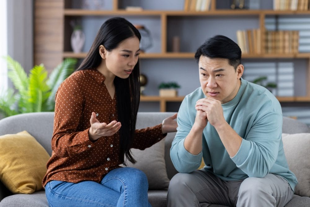 A couple having an argument because being honest made everything worse