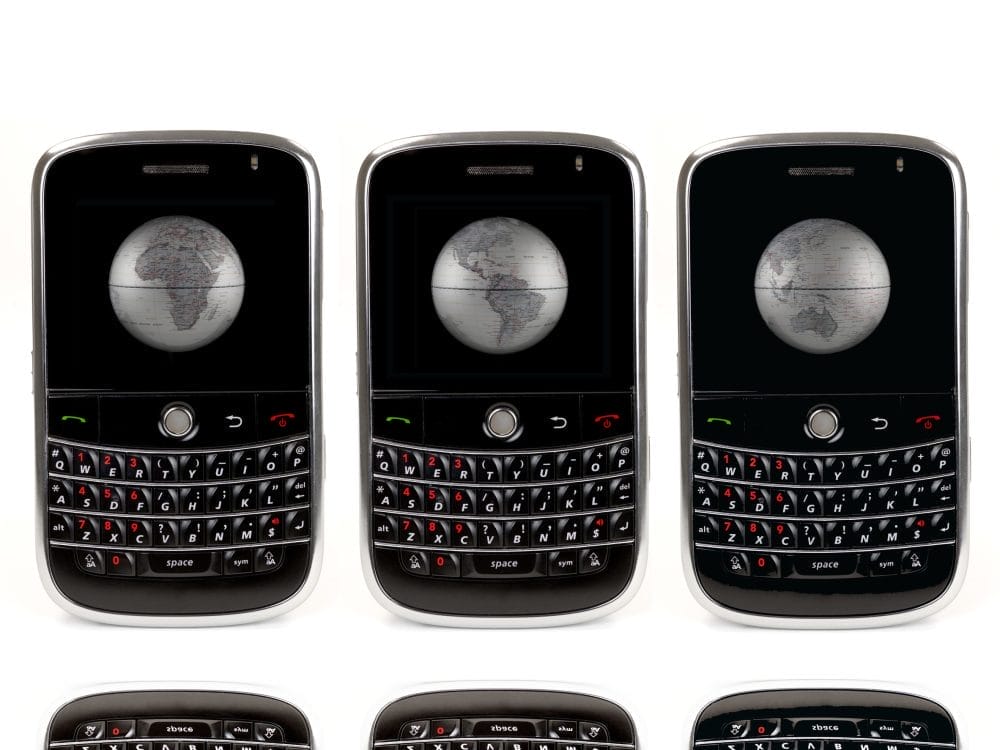 A line of Blackberry phones, one of the many brands that is slowly dying