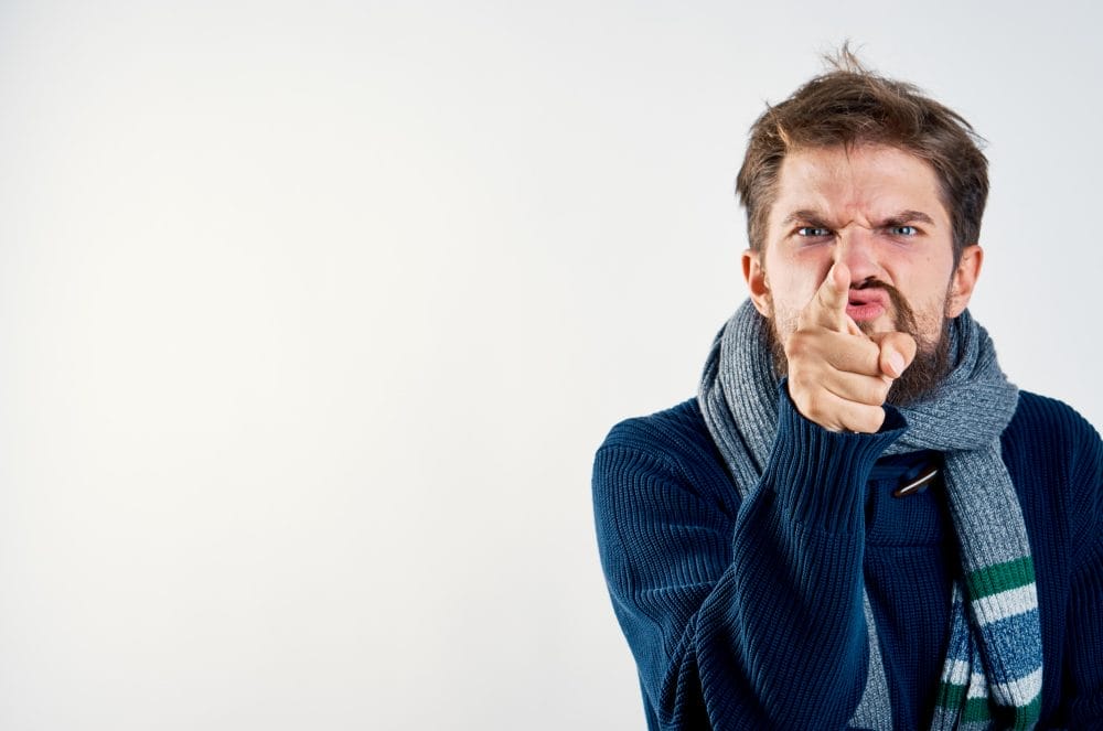 A man arguing in public