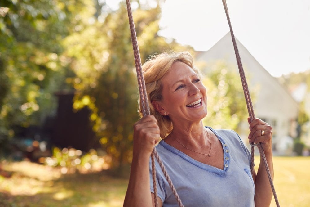 A carefree woman thinking of early retirement