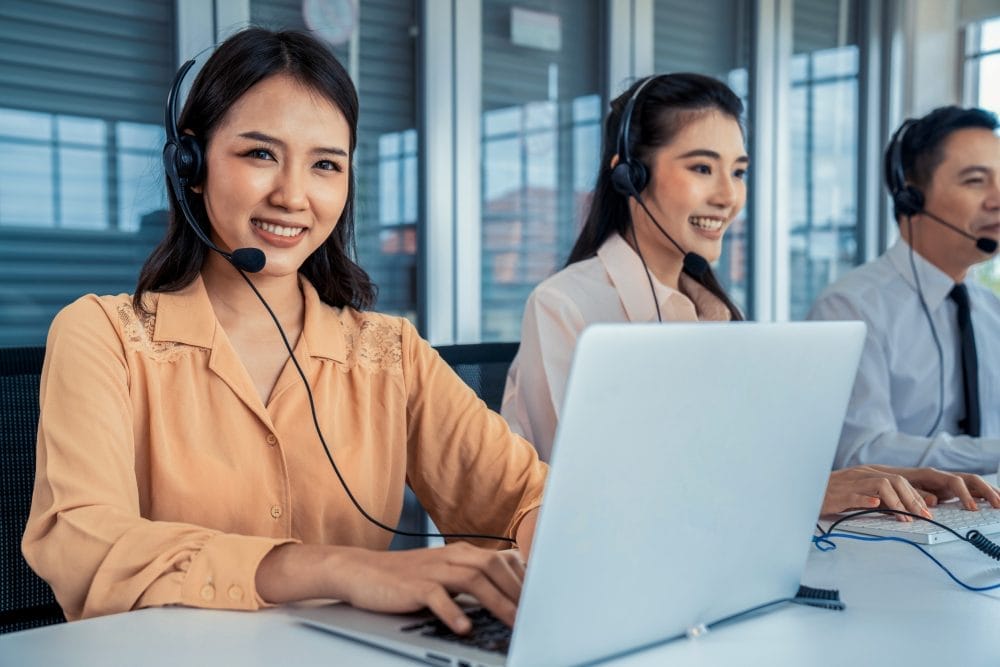 A woman working in customer support